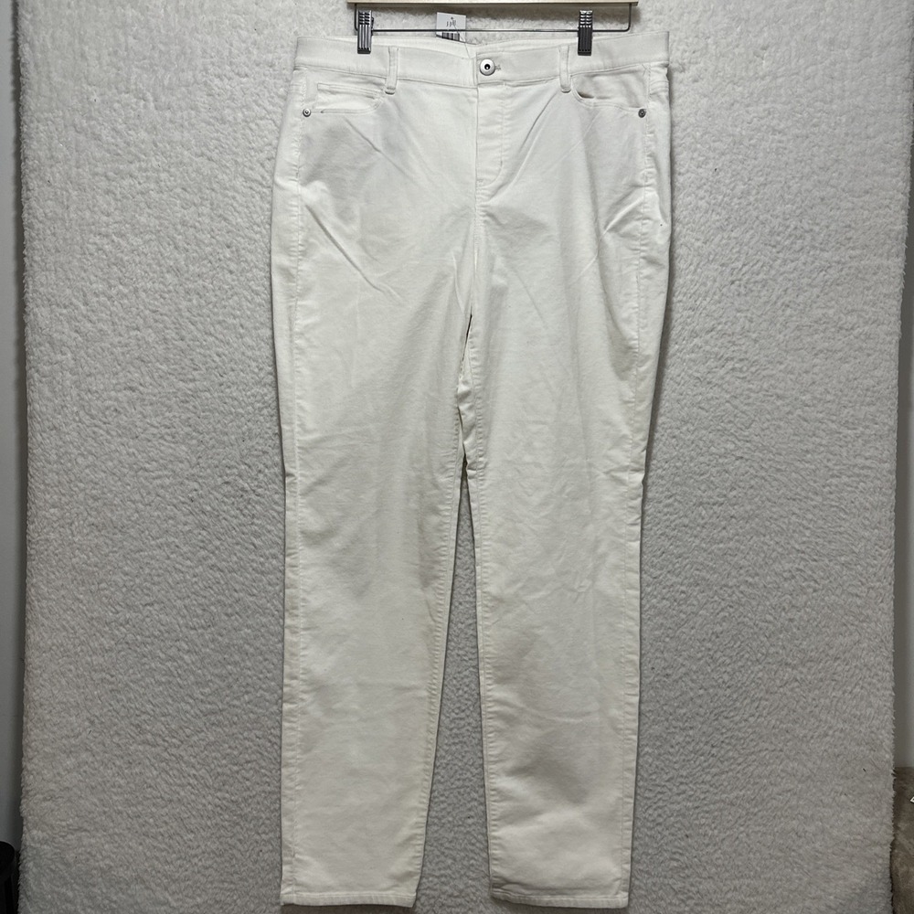 J Jill Authentic Fit Pull On Corduroy Jeans Women's‎ L Ivory Porcelain Stretch